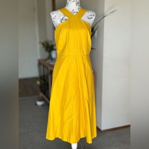 Ann Taylor Yellow Linen Blend Halter Midi Dress – Size 6